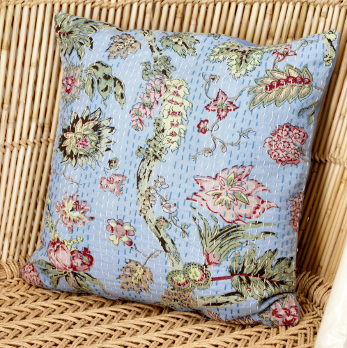 Cushion cover, cushion cover with ethno pattern `Paradise` - blue - 40x40 cm