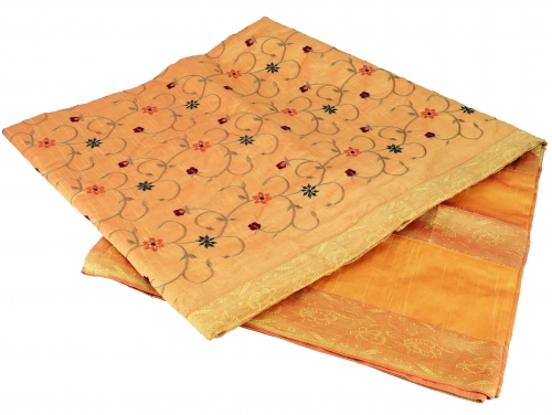 Brocade velvet bedspread, bedspread, bedspread cover - orange/yellow - 270x230 cm