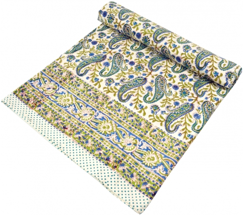 Block print bedspread, bed sofa throw, handmade wall hanging, wall scarf - Design 24