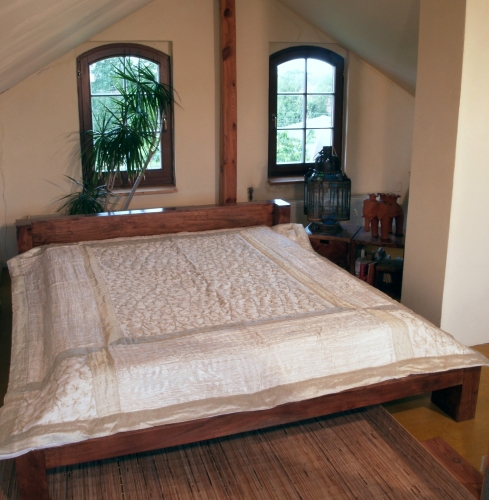Brocade velvet blanket, bedspread, bedspread - white - 270x230 cm