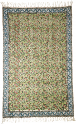 Hand-woven block print carpet in natural cotton with traditional design - Pattern 18 - 180x120 cm