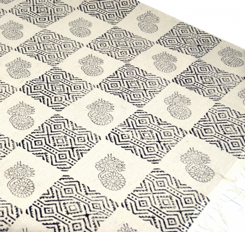 Hand-woven block print carpet in natural cotton with traditional design - pattern 30 - 180x110 cm