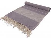 Soft woven double bedspread `Kerala` cotton with fringes - purple