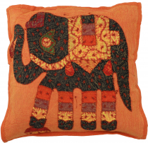 Indian cushion cover, embroidered elephant Ethnostyle cushion - o..