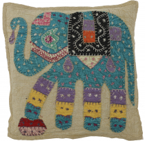 Indian cushion cover, embroidered elephant ethnostyle cushion - k..