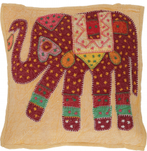 Indian cushion cover, embroidered elephant ethnostyle cushion - a..