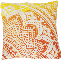 Mandala cushion cover, printed boho cushion cover - orange/yellow