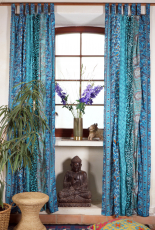 Boho patchwork curtains, 1 pair of bohemian curtains made of sare..