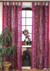 Boho patchwork curtains, 1 pair bohemian saree curtains, unique -..