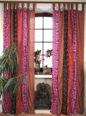 Boho patchwork curtains, 1 pair bohemian saree curtains, unika - ..