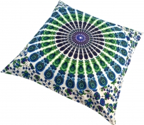 Cushion cover Mandala, printed folklore cushion - turquoise