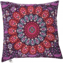 Boho cushion cover mandala, printed folklore cushion - plum/red