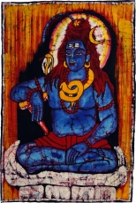 Hand painted batik picture, wall hanging, mural - Shiva 87*67 cm