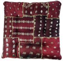 Oriental brocade quilted cushion, chair cushion 40*40 cm - dark r..