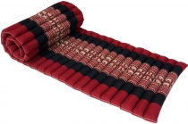 Rollable Thai mat with kapok filling black-red
