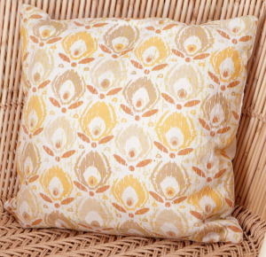 Cushion cover, cushion cover with ethno pattern ` Paradise` - beige/yellow - 40x40 cm