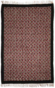 Handwoven natural cotton block print rug with traditional design - pattern 34 - 180x110 cm