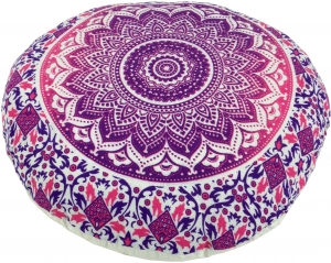 Flat mandala meditation cushion, yoga cushion, seat cushion, floor cushion, decorative cushion - pink - 10 cm Ø40 cm