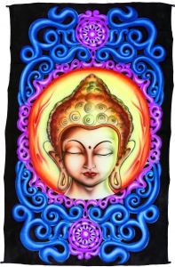 Goa tapestry, UV black light tapestry, pcychedelic mural - Buddha - 200x120 cm