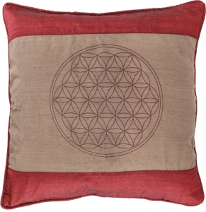Retro cushion cover, cushion cover, decorative cushion - flower of life red