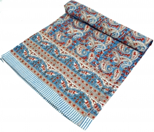 Block print bedspread, bed sofa throw, handmade wall hanging, wall scarf - Design 16